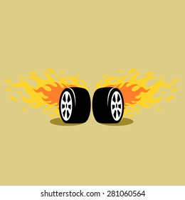 Burning wheel icons vector.