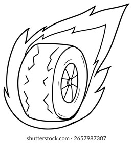 burning wheel illustration hand