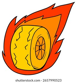 burning wheel illustration hand
