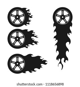 Burning Wheel Silhouette Logo Icon Vector Stock Vector (Royalty Free ...