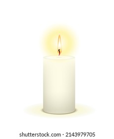 Burning white candle,
Vector illustration isolated on white background
