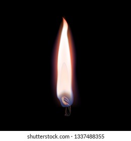 Burning wick from a candle isolated on a black background
