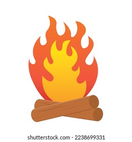 burning wood bonfire icon- vector illustration