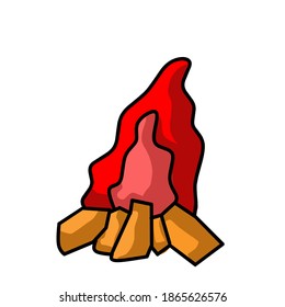 burning wood making campfire, design vector art illustration