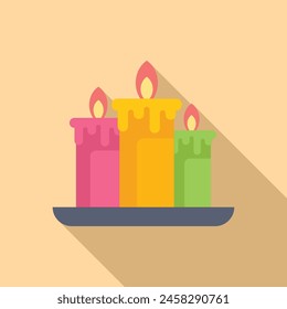 Icono de velas zen ardiendo Vector plano. Encerar la llama del romance. Tratamiento de decoración