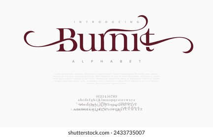 Burnit creative modern urban alphabet font. Digital abstract moslem, futuristic, fashion, sport, minimal technology typography. Simple numeric vector illustration