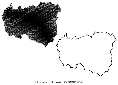 Burnley Non-metropolitan district, Borough, (United Kingdom of Great Britain and Northern Ireland, ceremonial county Lancashire or Lancs, England) map vector illustration, scribble sketch map