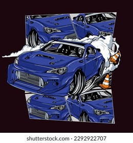 Premium Vector, Drift car illustration