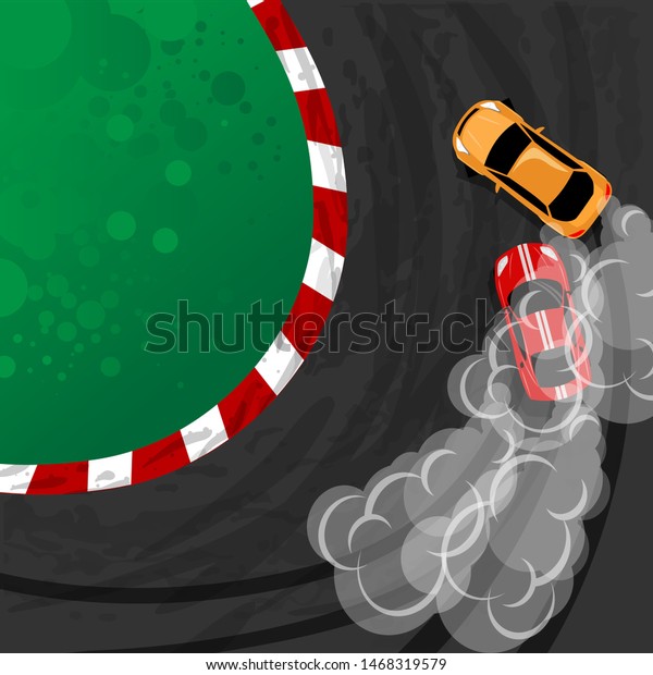 Burnout car, Japanese\
drift sport car, Street racing, turbocharger, tuning. Vector\
illustration for\
sticker.