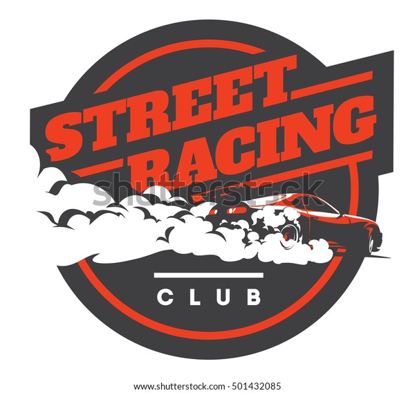 Burnout car, Japanese drift sport car, Street\
racing, JDM, racing team, turbocharger, tuning. Vector illustration\
for sticker, poster or\
badge