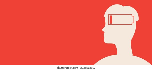 Burnout, copy space template. Silhouette vector stock illustration. Energy indicator for burnout. Non-binary person with place for text. Backdrop for design. Illustration for overlay