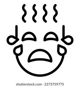 Burnout cry icon outline vector. Mental stress. Sad overload