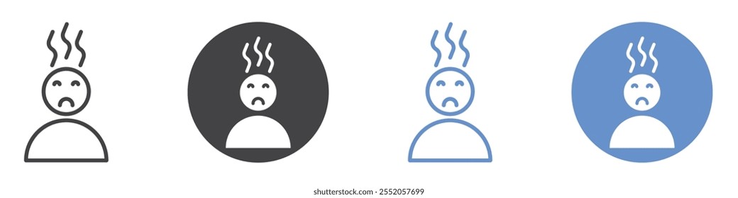Burnout icon flat line symbol set.