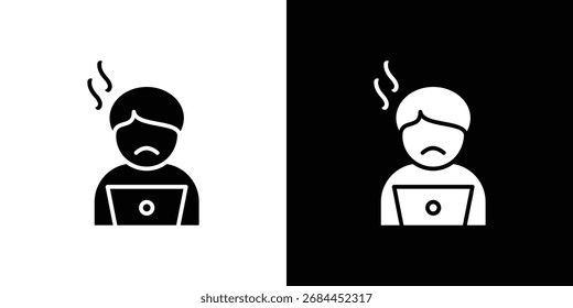 Icono de Burnout en estilo plano, símbolo negro lleno