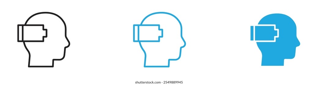 Burnout icon Outline vector line set