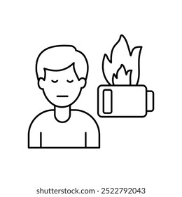 ícone de burnout com fundo branco vetor ilustração stock