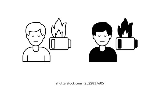 burnout icon with white background vector stock illustration