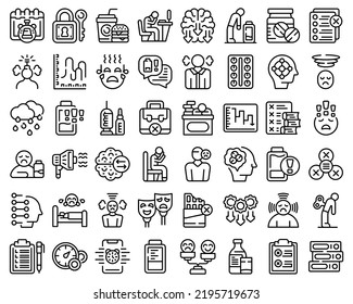 Burnout icons set outline vector. Stress mental. Work fatigue