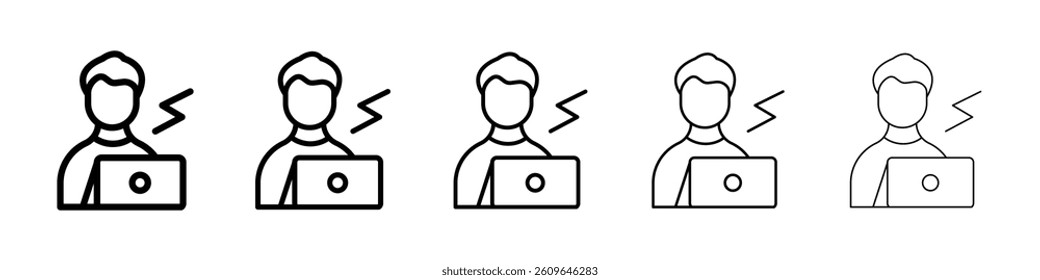 Burnout icons vectors set in different stroke lines