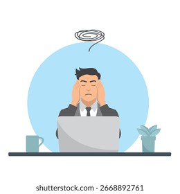 burnout office worker man vector vector design
