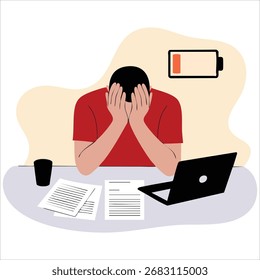 burnout office worker vetor art estilo plano isolado