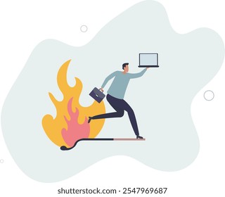 Burnout from overworked or pressure to finish within deadline, frustration or exhausted worker, despair employee or trouble concept.flat characters.