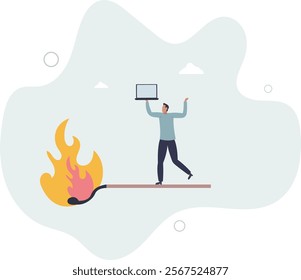 Burnout from overworked or pressure to finish within deadline, frustration or exhausted worker, despair employee or trouble concept.flat characters.