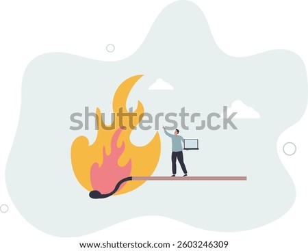 Burnout from overworked or pressure to finish within deadline, frustration or exhausted worker, despair employee or trouble concept.flat character life .