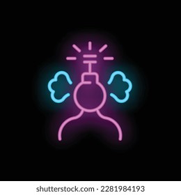 Burnout person icon outline vector. Mental job. Busy person neon color isolated on black