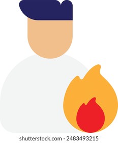 Burnout Red Precaution  Icon Vector Flat Illustration