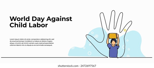 Burnout Syndrome web banner. Vector illustration of a man who is sad and suffering from depression. Modern flat in continuous line style.