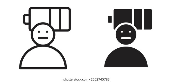 Burnout vector icon set black filled and outlined style.
