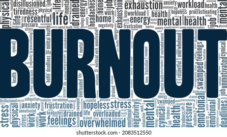 Burnout vector illustration word cloud isolated on white background.