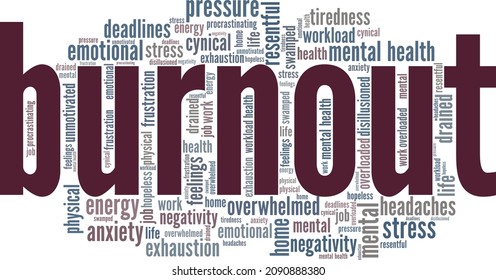 Burnout vector illustration word cloud isolated on white background.