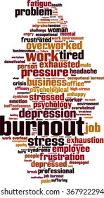 Burnout word cloud concept. Vector illustration