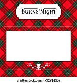 Burns Night Card On Tartan Background. Vector Illustration.