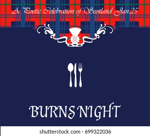 Burns Night Card. Vector Illustration.