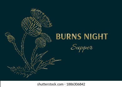 Burns night supper card. Burns Night - national holiday in Scotland. Template for invitation, poster, flyer, banner, etc.