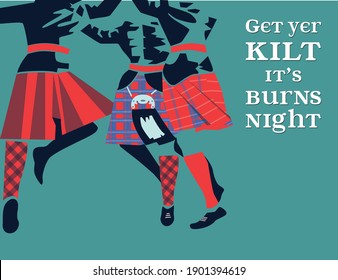  Burns Night Supper Card On Blue Background. 
