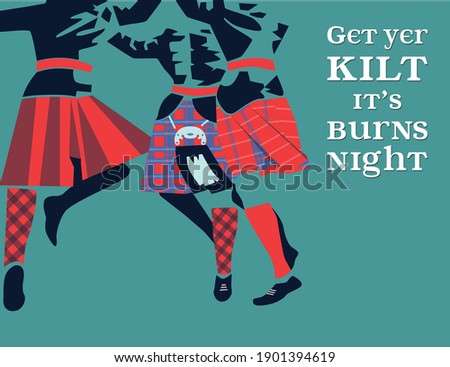  Burns night supper card on blue background. 