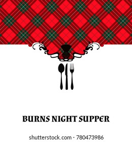 Burns Night Supper Card. Vector Illustration.