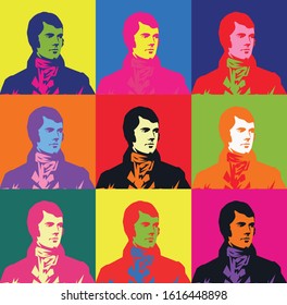 Burns Night Supper Colourful  Card . Vector Illustration. 