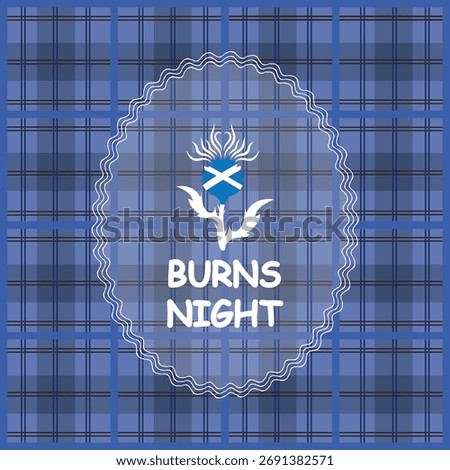 Burns Night Thistle Flower on Tartan Background