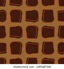 Burnt Bread Pattern Seamless. Spoiled Toasted Toast Background. Food Vector Texture