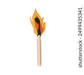 burnt burning match cartoon. burnout employee, burn row, worker box burnt burning match sign. isolated symbol vector illustration