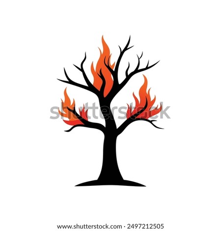 Burnt dead tree vector illustration, ideal for nature and environmental designs.