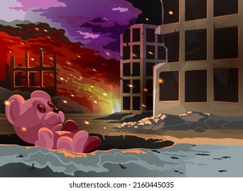 burnt destroyed city during the war