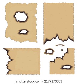 Burnt edges of papyrus, parchment, color vector isolated illustration