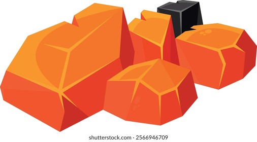 Burnt fireplace coals vector illustration