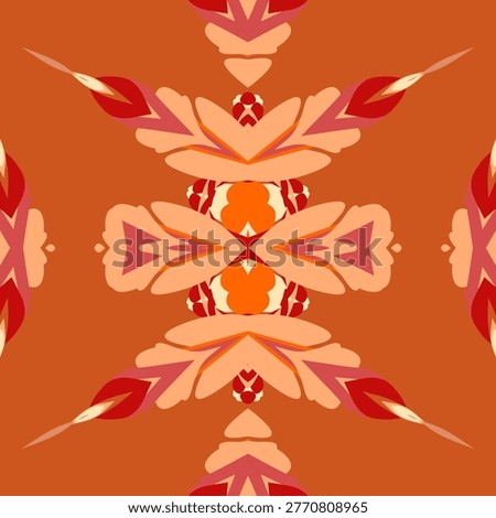 Burnt gold embers seamless abstract motif in maize, burnt sienna, pure orange, crimson